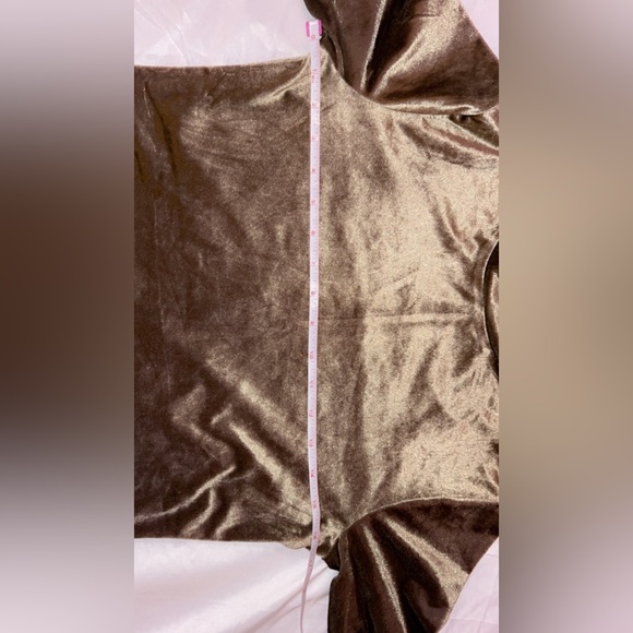 Zara Trafaluc Olive Green Velvet Bodycon Dress Short Sleeve Large Turtle Neck - Picture 4 of 5